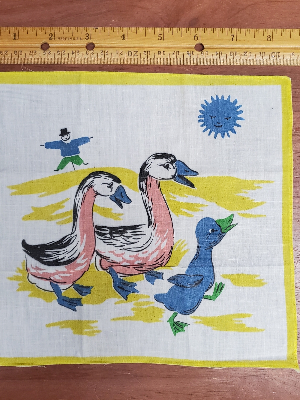 Vintage Duck Print Children's Handkerchief - Yellow, Blue, Pink
